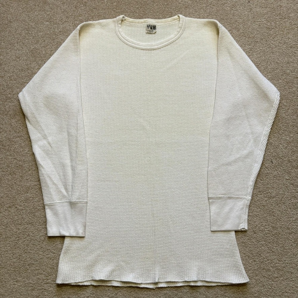 Vtg 70s Thermal Shirt Mens XL White‎ Waffle Knit Long Sleeve USA NW Territory